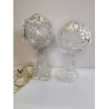 X2 cut glass table lamps