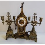 Antique brass garniture Mantel clock set