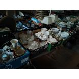 6 Boxes of Miscellaneous Containing Records, Ceramics, Metal and Glassware