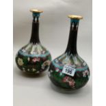 A pair of Cloisonné vases (1 A/F Dented)