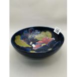 Moorcroft Blue bowl decorated with Clematis pattern