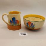 Clarice Cliff Sugar Bowl and milk jug