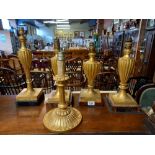 A collection of wooden Gilt table lamps