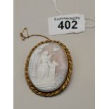 Large Cameo Brooch with small gold chain