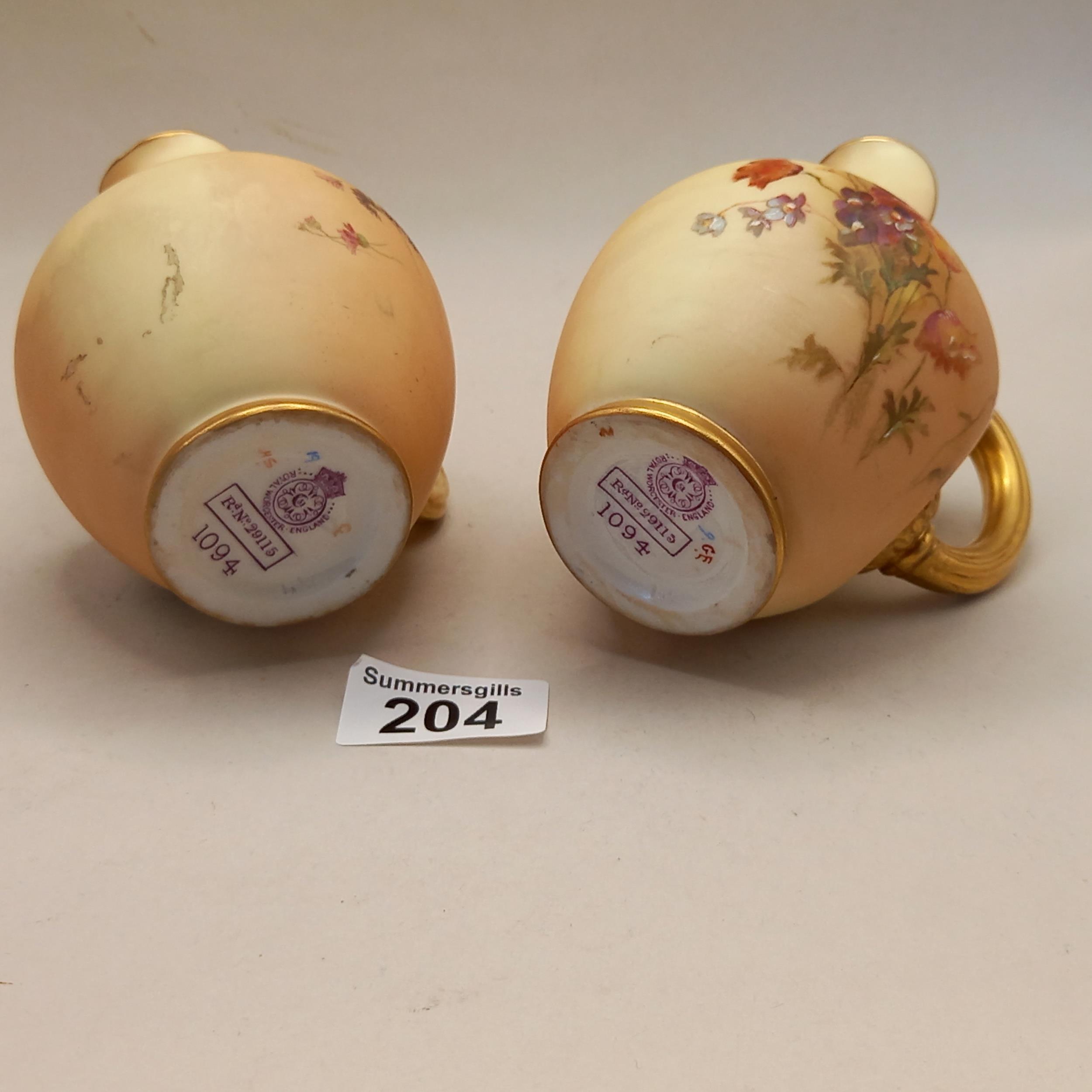 2 x Royal Worcester 1094 jugs - Image 2 of 2