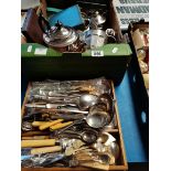 Boxed cutlery and silver plated items