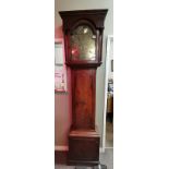 Tempus Fugit Grandfather clock with Brass face and inlaid Mahogany case