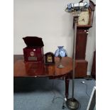 Repro music centre , mantle clock and 2 x TIffany style lamps