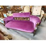 Victorian rosewood and inlaid parlour settee
