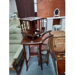 Misc items incl Davos wooden sledge, revolving bookcase