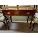 Regency Bowfronted Mahogany side table on castors