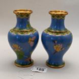 Pair of Closoinne vases 15cm Ht Exc. condition