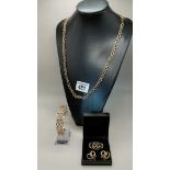 9ct Gold Necklace, Bracelet and Earrings and Brooch
