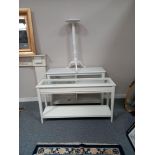 Painted pine display unit, Painted plant stand and glass top shop display unit