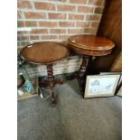 Antique Mahogany Tripod Lamp table plus Mahogany tripod table