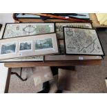 Framed country prints and maps