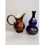 Crown Devon Jug (crack in handle) plus Wilton ware vase