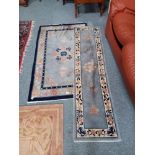Blue and pink Chinese runner plus Blue and pink Chinese rug