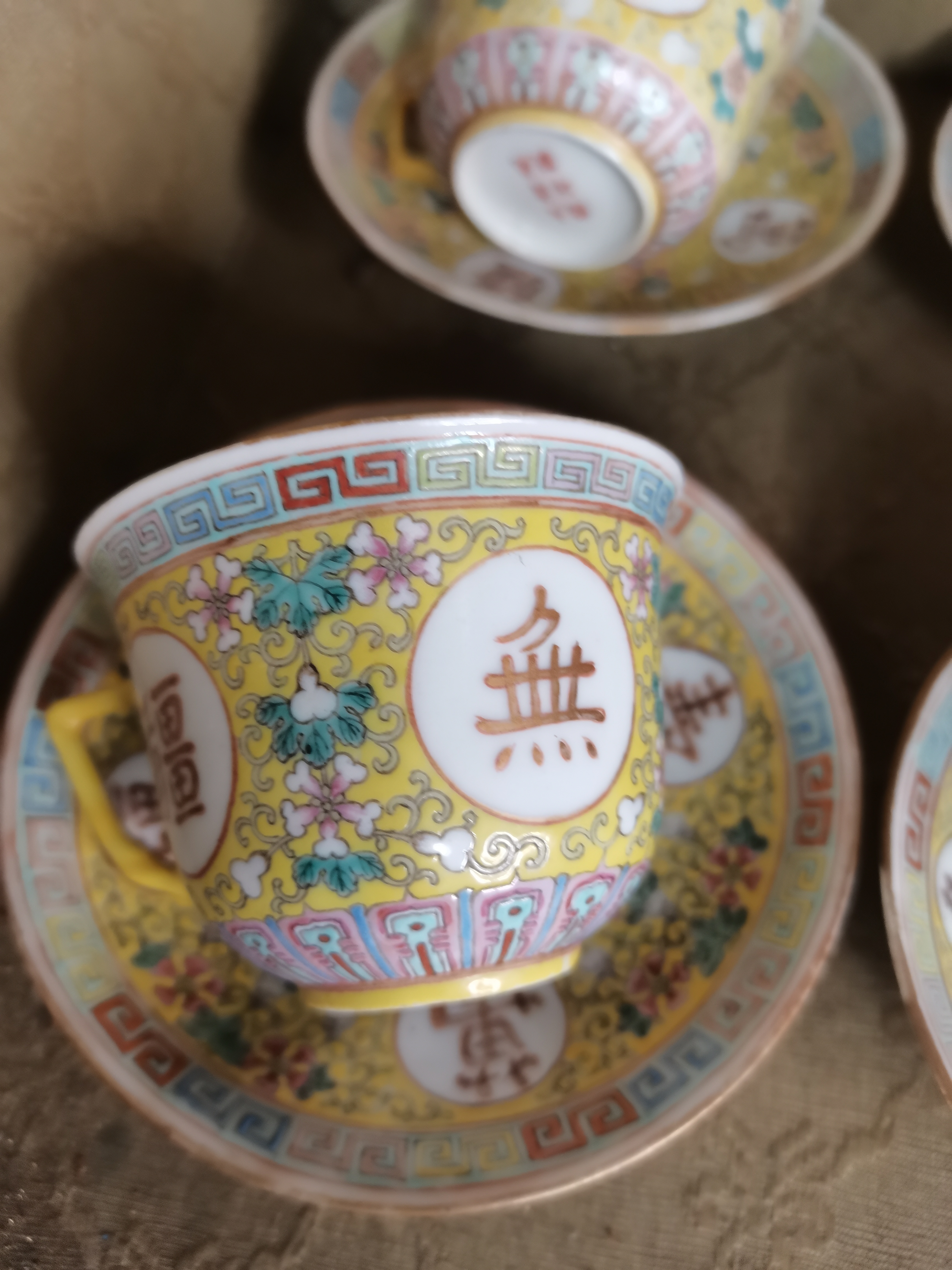 15 pce Chinese highly decorated tea set with 3 cha - Image 14 of 18