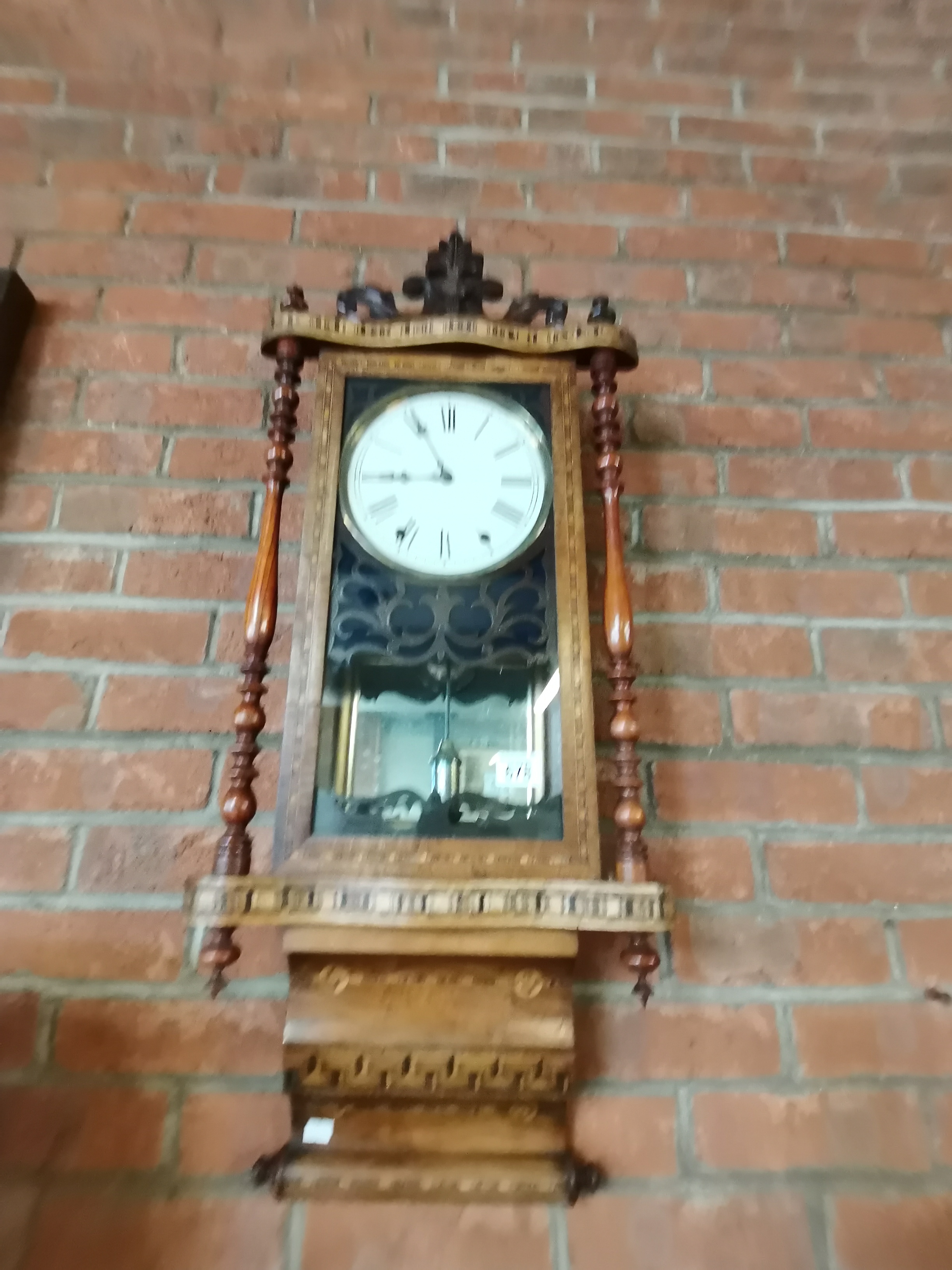 Ornate Marquetry inlaid Vienna Wall Clock