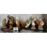 x6 Royal Doulton Owls on plinth plus x6 Royal Doulton Birds on Plinth