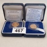 22ct Gold Sovereign and 22ct Half Sovereign set with certificates of authenticity 2002