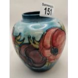 Moorcroft Ginger Jar (missing lid) - Anemone Pattern