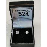 18ct all white gold Brilliant Cut diamond set cluster earrings