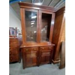 Mahogany glass fronted display cabinet / bookcase