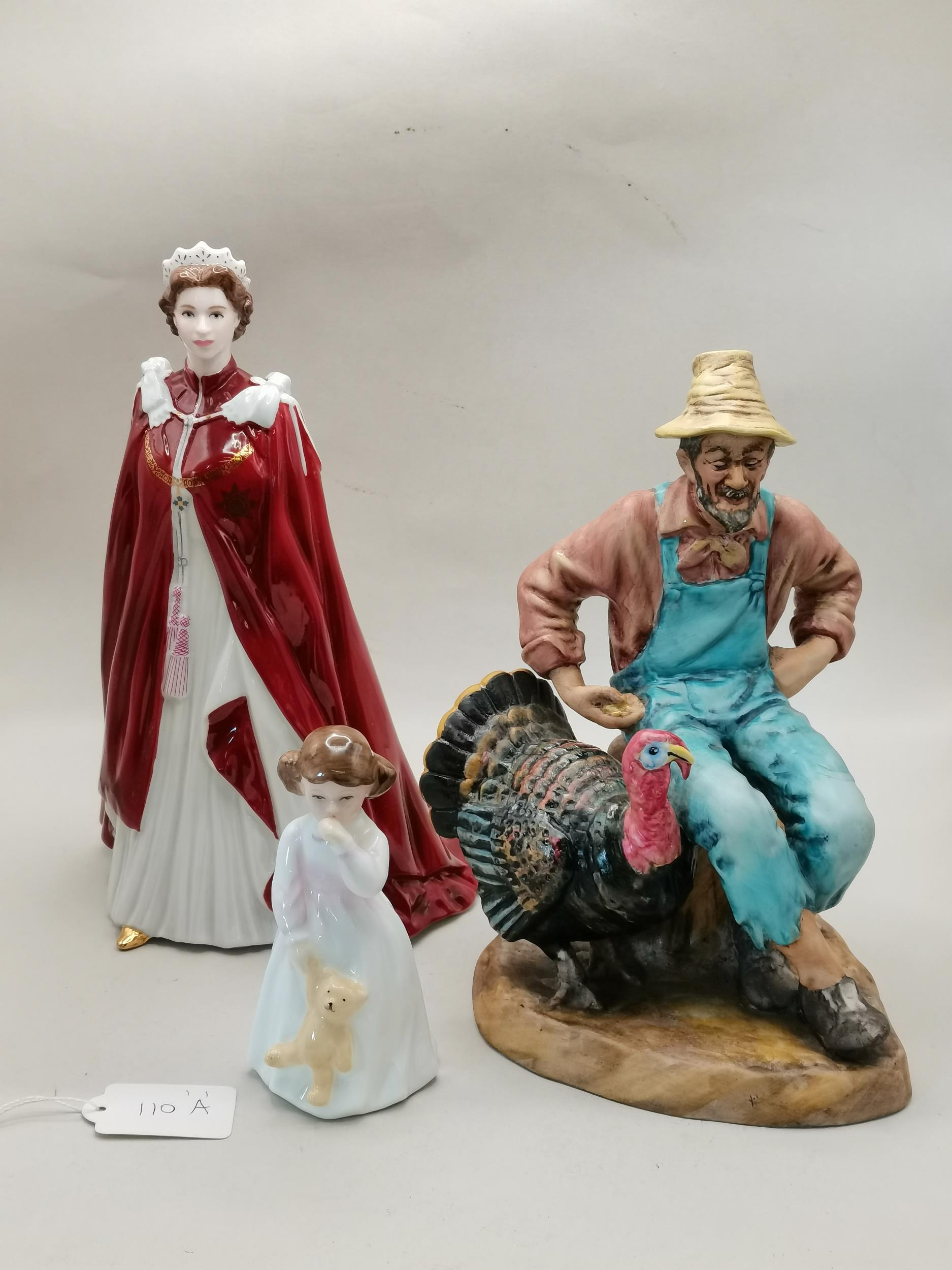 Royal Doulton figurine 'Thanksgiving' plus 'Daddy's Girl and Royal Worcester figurine 'The Queen's 8