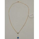 3/4 ct Saphire and diamond on yellow gold necklace