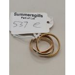 Russian wedding ring 3 x gold ring connected to each other 12g