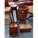 Misc items incl plant stand, side cupboard, coal scuttle etc
