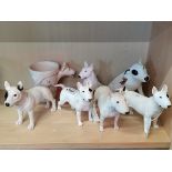 A collection of English Bull Terrier figurines including Border Fine Arts