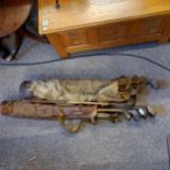 x2 sets of antique wooden golf clubs