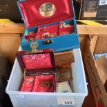 Miscellaneous box of mainly costume jewellery and jewellery boxes