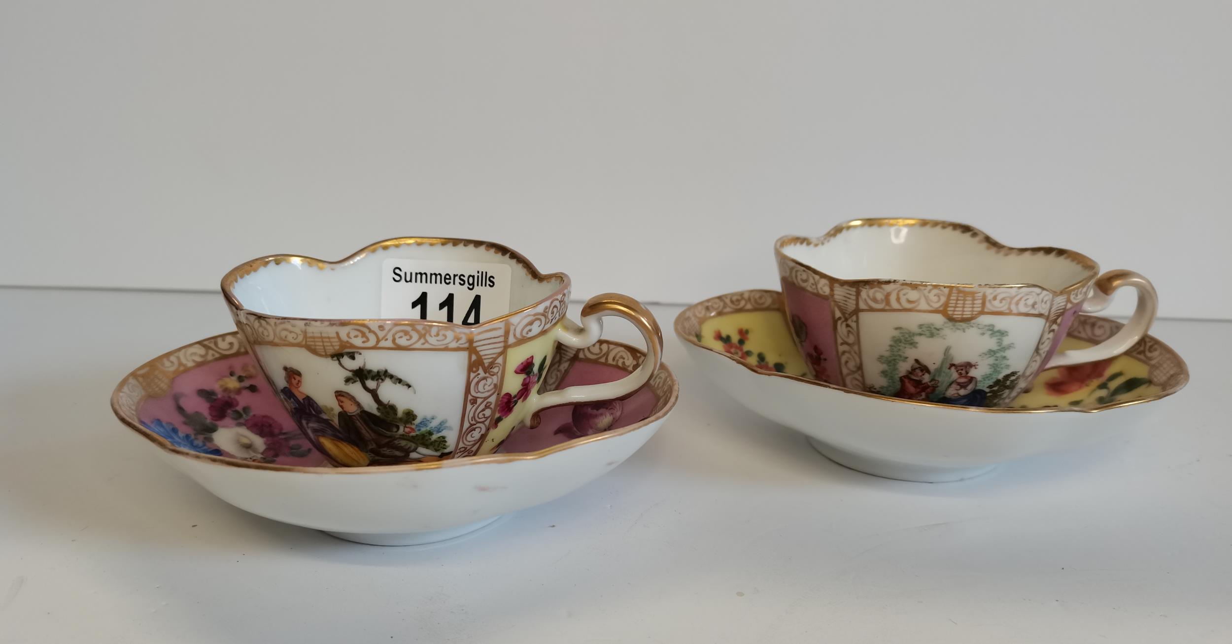 x2 Meissen cups and saucers