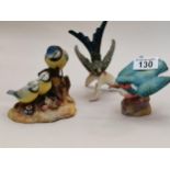 Royal Worcester Kingfisher, Goebel Hummingbird and Royal Crown Derby 'Blue Tet & Chicks'