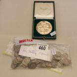 Bag of Mid 20th Century coins, mainly sixpences an