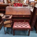 Mahogany Bureau W118cm x D52 x H108cm, night stand restoration project plus leather button top stoo