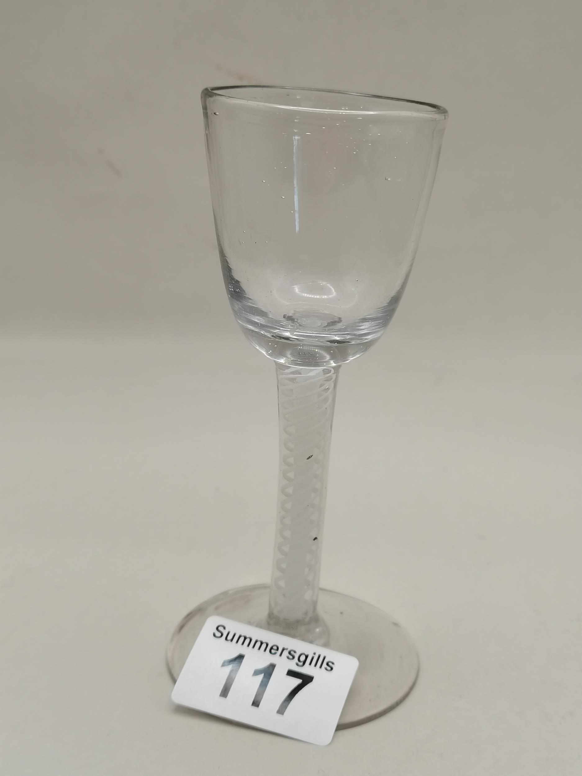 Antique Georgian Lace & Spiral Opaque twist stem drinking glass