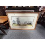 2 x framed pictures - country scene and coastal scene