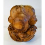 Large Vintage hand Carved Weeping Buddha Monk H33cm x W33cm -