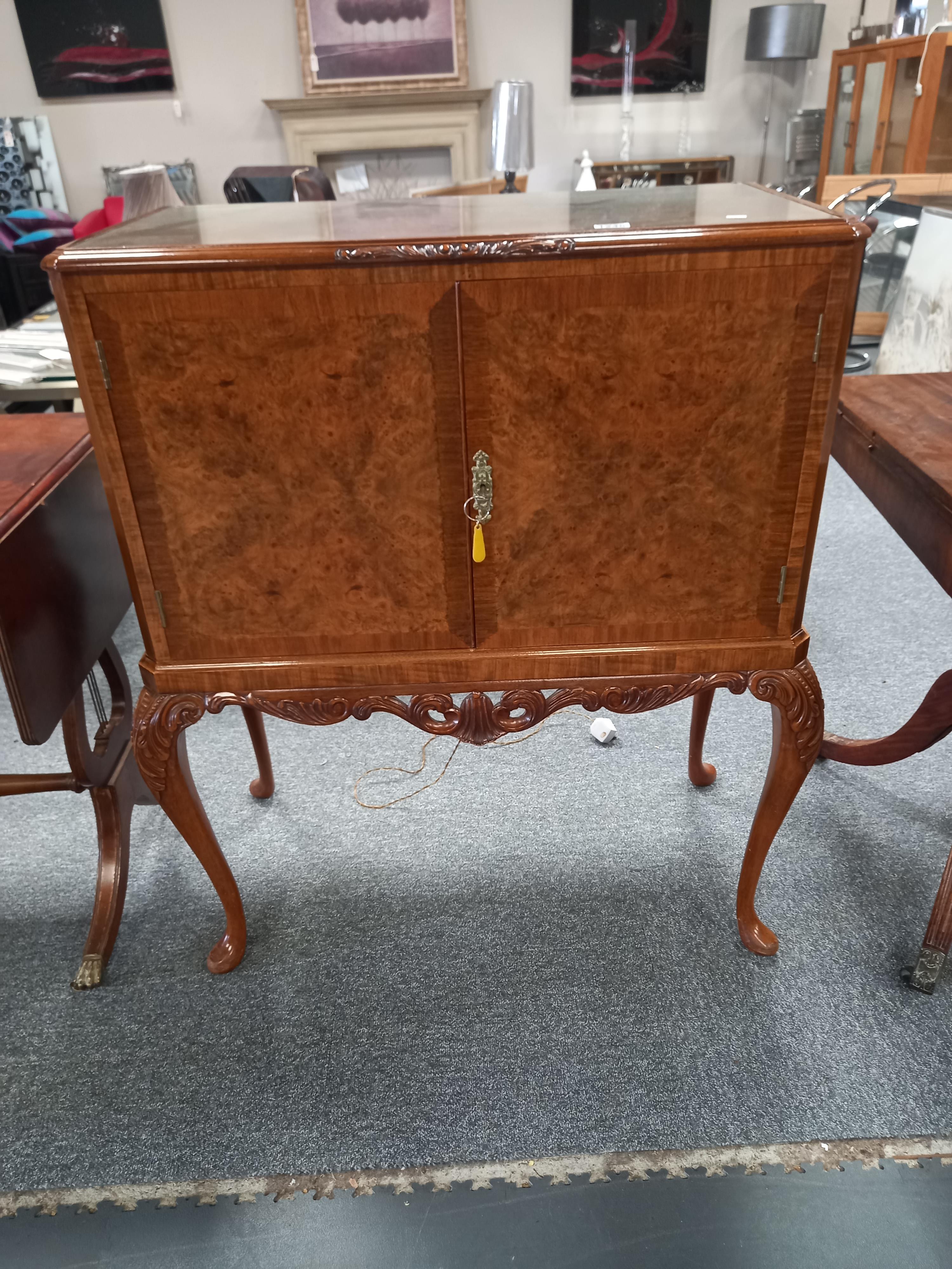 Mid 20th Century burr walnut cocktail cabinet