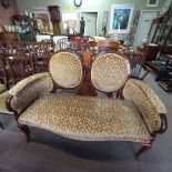 A Beautiful Inlaid 2 seater Victorian Sofa with gold upholstery