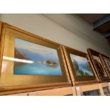 x2 signed Paintings of Italian lakes in gilt frames