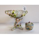 Sitzendorf Centre fruit bowl plus Dresden trinket box