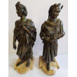 A Pair of Bronze Dante & Ovid statues on marble plinth by Pierre Aubert