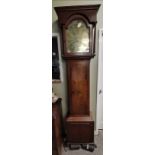 Grandfather clock with Brass face and inlaid Mahogany case H222cm D Rollifson Sheffield