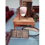 Oak tea Table, printing tray, Mirrors and picture